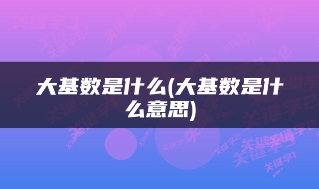 大基数是什么(大基数是什么意思)