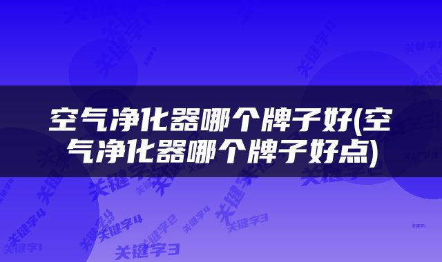 空气净化器哪个牌子好(空气净化器哪个牌子好点)