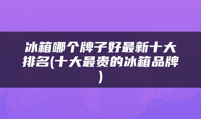 冰箱哪个牌子好最新十大排名(十大最贵的冰箱品牌)