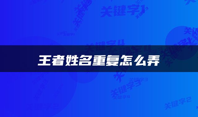 王者姓名重复怎么弄