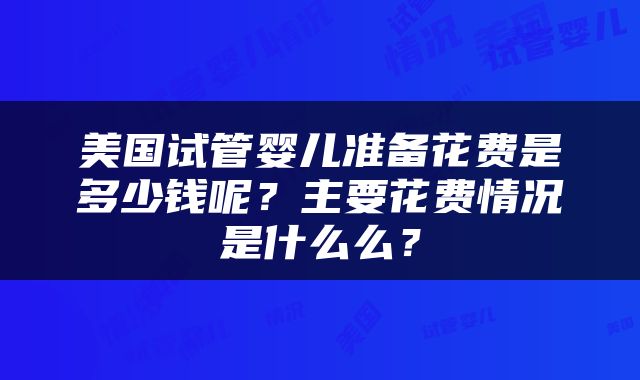 美国试管婴儿准备花费是多少钱呢？主要花费情况是什么么？