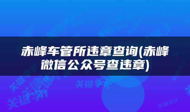 赤峰车管所违章查询(赤峰微信公众号查违章)