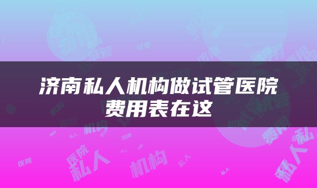 济南私人机构做试管医院费用表在这
