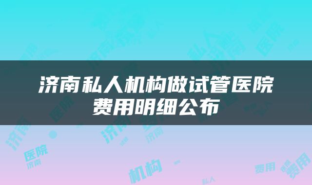 济南私人机构做试管医院费用明细公布