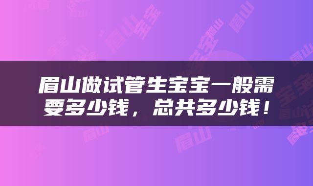 眉山做试管生宝宝一般需要多少钱，总共多少钱！