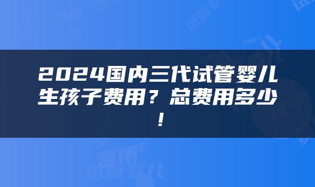 2024国内三代试管婴儿生孩子费用？总费用多少！