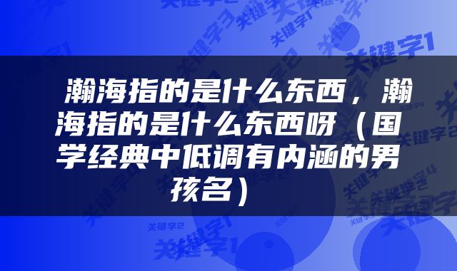  瀚海指的是什么东西，瀚海指的是什么东西呀（国学经典中低调有内涵的男孩名） 