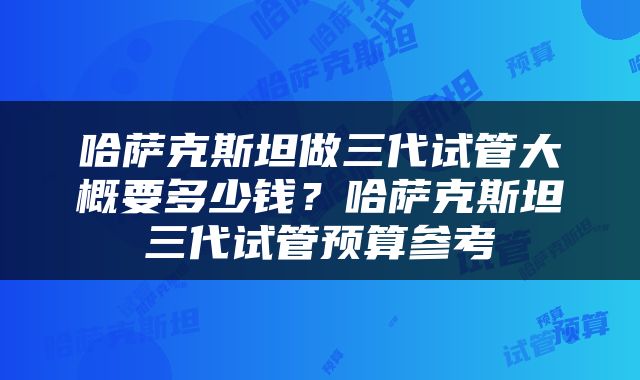 哈萨克斯坦做三代试管大概要多少钱？哈萨克斯坦三代试管预算参考