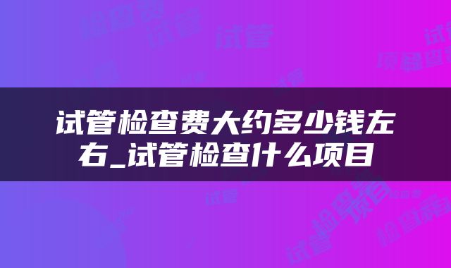试管检查费大约多少钱左右_试管检查什么项目