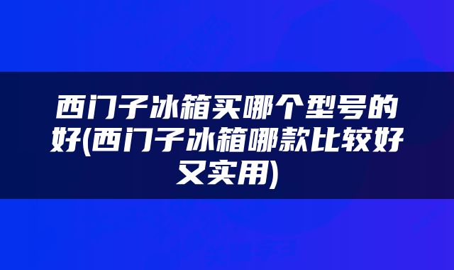 西门子冰箱买哪个型号的好(西门子冰箱哪款比较好又实用)