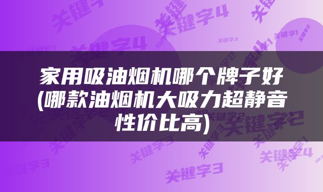 家用吸油烟机哪个牌子好(哪款油烟机大吸力超静音性价比高)