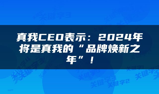 真我CEO表示:2024年将是真我的“品牌焕新之年”!