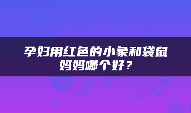 孕妇用红色的小象和袋鼠妈妈哪个好？