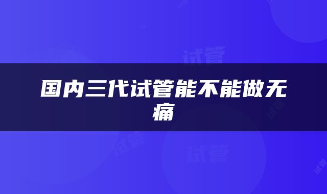 国内三代试管能不能做无痛