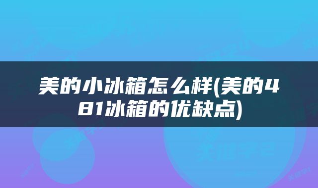 美的小冰箱怎么样(美的481冰箱的优缺点)