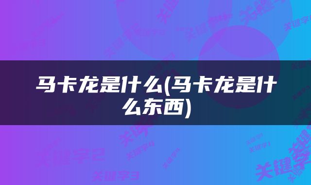 马卡龙是什么(马卡龙是什么东西)