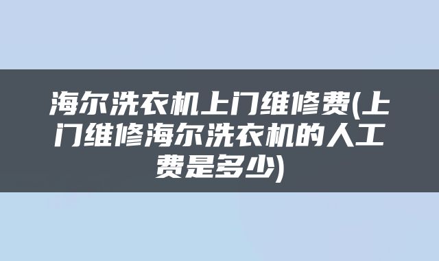 海尔洗衣机上门维修费(上门维修海尔洗衣机的人工费是多少)