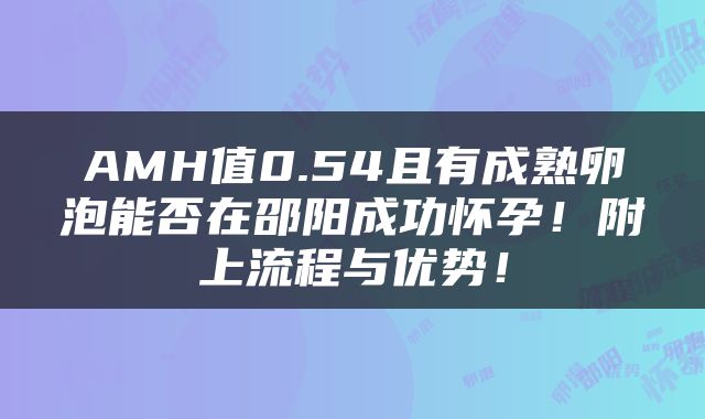AMH值0.54且有成熟卵泡能否在邵阳成功怀孕！附上流程与优势！