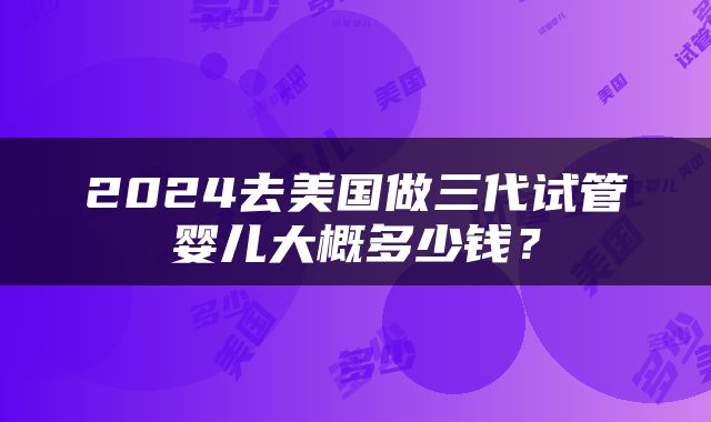 2024去美国做三代试管婴儿大概多少钱？