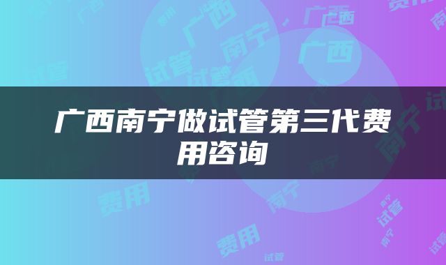 广西南宁做试管第三代费用咨询