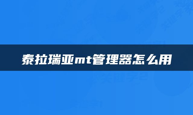泰拉瑞亚mt管理器怎么用