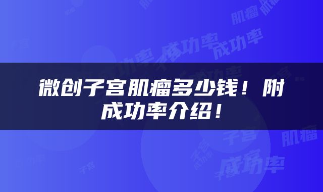 微创子宫肌瘤多少钱！附成功率介绍！