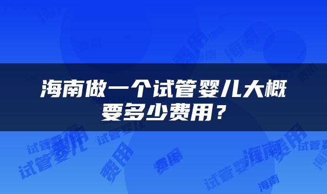 海南做一个试管婴儿大概要多少费用？