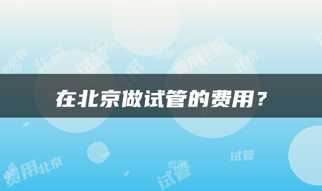 在北京做试管的费用？