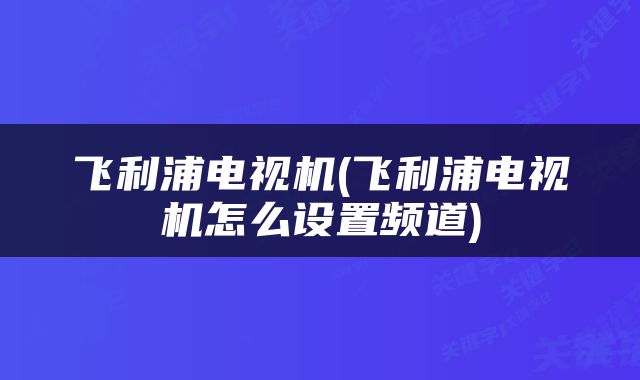 飞利浦电视机(飞利浦电视机怎么设置频道)