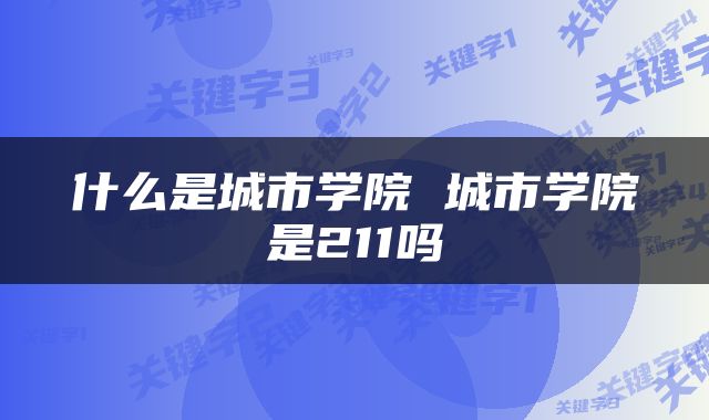什么是城市学院 城市学院是211吗