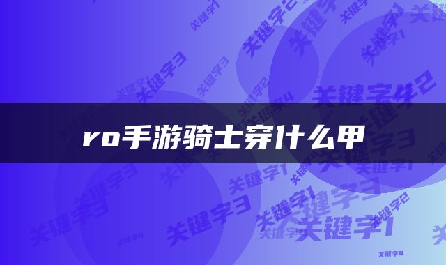 ro手游骑士穿什么甲