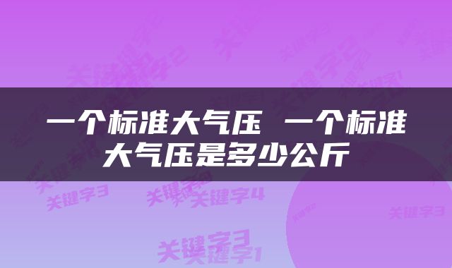 一个标准大气压 一个标准大气压是多少公斤
