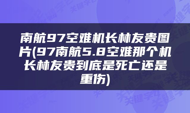 南航97空难机长林友贵图片(97南航5.8空难那个机长林友贵到底是死亡还是重伤)