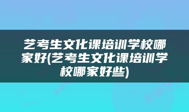 艺考生文化课培训学校哪家好(艺考生文化课培训学校哪家好些)