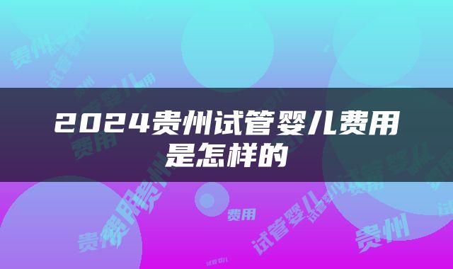 2024贵州试管婴儿费用是怎样的