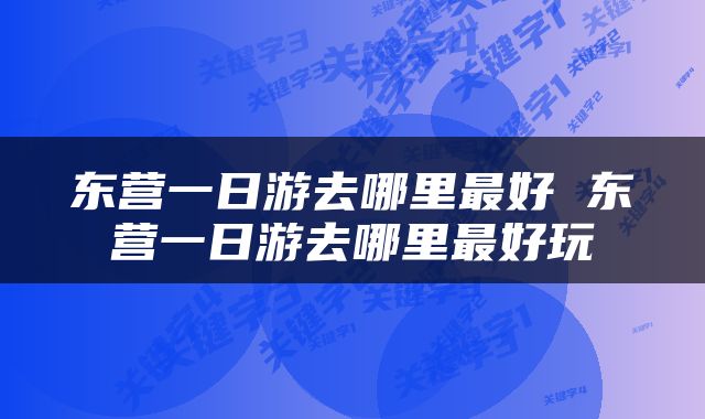 东营一日游去哪里最好 东营一日游去哪里最好玩