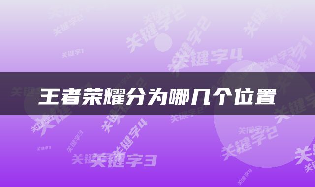 王者荣耀分为哪几个位置