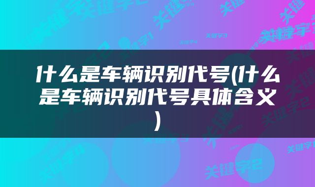 什么是车辆识别代号(什么是车辆识别代号具体含义)