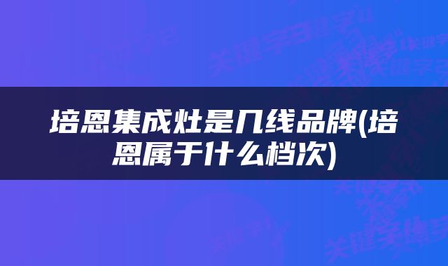 培恩集成灶是几线品牌(培恩属于什么档次)