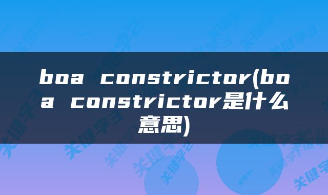 boa constrictor(boa constrictor是什么意思)