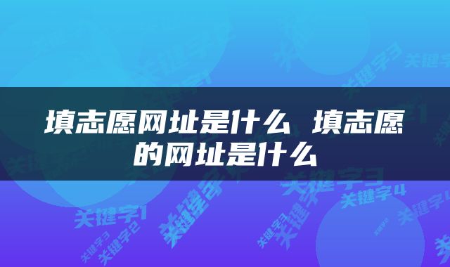 填志愿网址是什么 填志愿的网址是什么