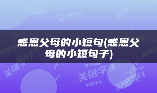感恩父母的小短句(感恩父母的小短句子)