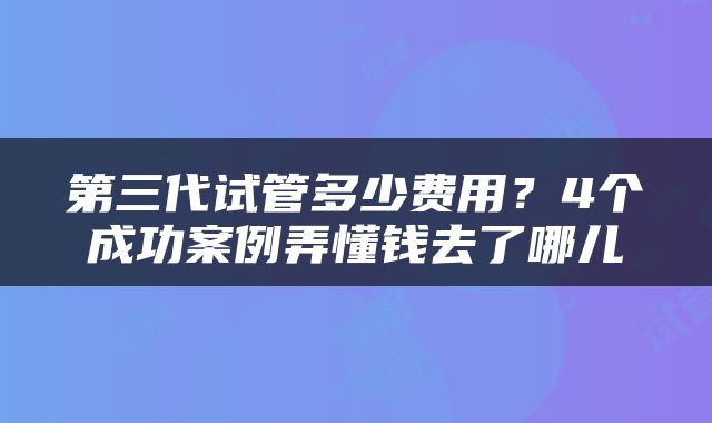 第三代试管多少费用？4个成功案例弄懂钱去了哪儿