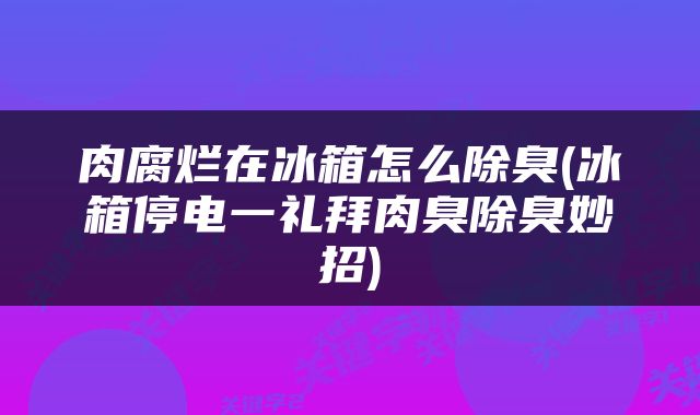 肉腐烂在冰箱怎么除臭(冰箱停电一礼拜肉臭除臭妙招)