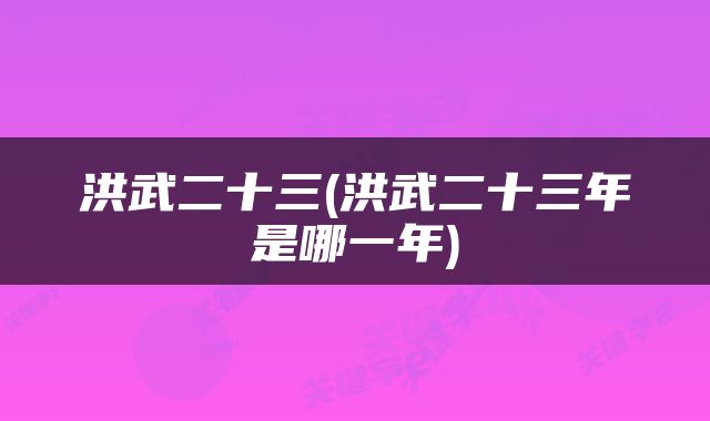 洪武二十三(洪武二十三年是哪一年)