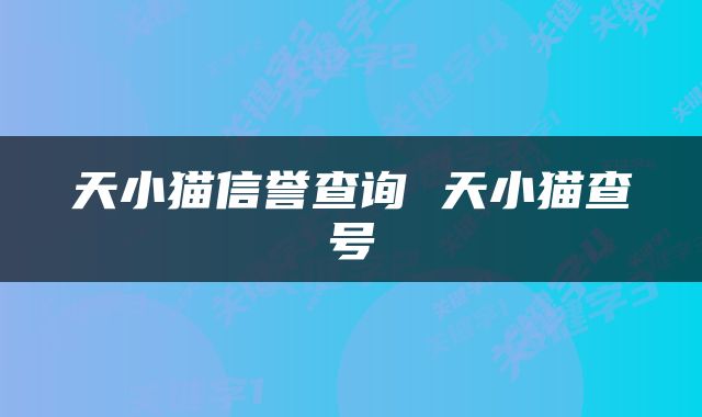 天小猫信誉查询 天小猫查号