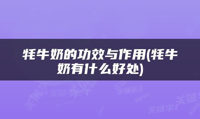 牦牛奶的功效与作用(牦牛奶有什么好处)