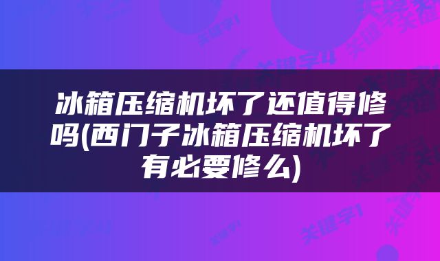 冰箱压缩机坏了还值得修吗(西门子冰箱压缩机坏了有必要修么)