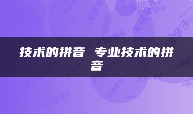 技术的拼音 专业技术的拼音