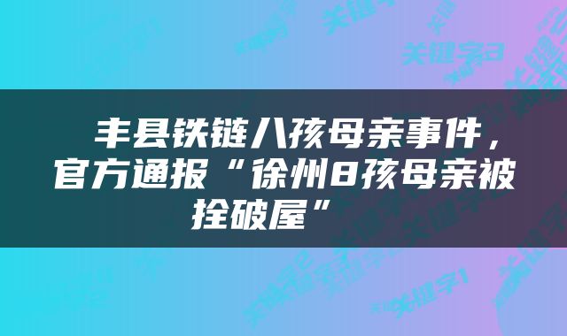  丰县铁链八孩母亲事件，官方通报“徐州8孩母亲被拴破屋” 